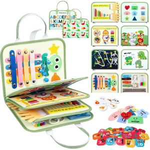 JGD-Banney Board Montessori pour Enfants, Planche en Feuille Douce pour Une &eacute;Ducation Pr&eacute;Coce, Jouets D'Activit&eacute; et de D&eacute;Veloppement, Anniversaire pour 1-4 Ans Enfants Jeunes Filles (Dinosaure) - Neuf