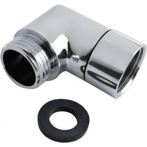 Adaptateur de pommeau de douche &agrave; 90&deg; - Coude 1/2" - Pour pommeau de douche - Rallonge de flexible de douche - Argent - Neuf