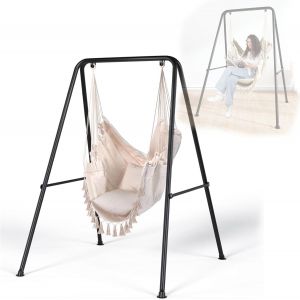 Ulteronixshop-Support De Balancelle Avec Chaise Hamac, Charge Maximale De 150 Kg, Support De Chaise Hamac Avec Deux Coussins, 125 X 125 X 160 Cm, Support De Chaise Suspendue Pour Ext&eacute;rieur Ou Int&eacute;rie - Neuf