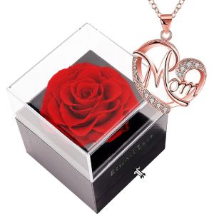 Ershi-® Coffret Rose Éternel Avec Collier Pour Femme - Cadeau Fête Des Mères, Saint Valentin, Anniversaire Pour Fille/Femme/Petite[2399] - Neuf