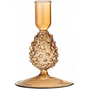 KALANKA-Jisele Bougeoir en Verre, Marron, Ø 8 x H 13 cm - Neuf