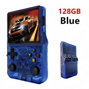 Console De Jeu Vidéo Portable Rétro R36s, Écran Ips De 3.5 Pouces, Lecteur De Poche Portable Avec Système Linux-Bleu 128gb - Neuf