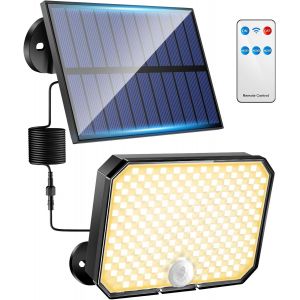 Sansh-Lampe Solaire Exterieur Detecteur De Mouvement¿Lumière Chaude¿, 190led 1500lm Lumiere Solaire Exterieur, 3 Modes & Télécommande Spot Solaire Exterieur,Ip65 Lampe Solaire Exterieur Jardin - Neuf
