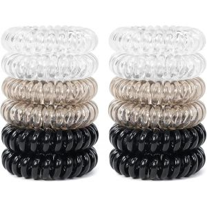 12 Pi&egrave;ces Elastique Cheveux Spirale, Chouchou Cheveux Fille En Spirale, Elastique Spirale En Plastique, Elastique &Agrave; Cheveux En Spirale Sans Dommages Pour Filles Et Femmes - Neuf