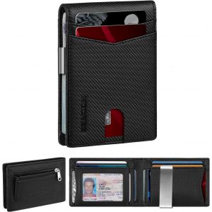 CMJAAGUR-Portefeuille Fin En Cuir Avec Blocage Rfid Pour Cartes Jusqu'À 12 Cartes De Crédit, Pince À Billets En Cuir Avec Fenêtre Pour Carte D'Identité, Portefeuille Parfait Pour Homme Royau[M323] - Neuf