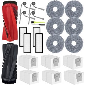 SUBZONAL-Accessoires de Remplacement pour Roborock Qrevo Curve/Qrevo Edge/Qrevo Curv S5X/ Qrevo Edge S5A/ P20 Pro, 1 Brosse Principale, 6 Sacs &agrave; Poussi&egrave;re, 6 Chiffons, 4 Filtres HEPA, 4 Brosses Lat&eacute;r - Neuf