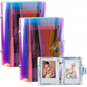 2 Pack Mini Album Photo Holographique,Petit Livre Photo Compatible Avec Instax Mini Style Film Et Polaroid 2X3 Film,Kpop Photocard,Credit Card (36 Poches)[L254] - Neuf