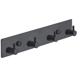- Porte-manteaux - 4 crochets - 25 cm - Acier inoxydable - Crochet de porte pour cuisine, porte-manteau noir, porte-manteau mural, salle de bain, salon et couloir pour chapeaux - Neuf