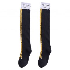 1 Paire De Bas Pour Femmes, Imprimé Pieds De Poulet Amusants, Couleurs Assorties Sur La Longueur Du Genou, Élastiques Antidérapants, Doux Et Chauds, Cadeau De Saint-Valentin, Chaussettes D'hiver Longues Pour Mollet-Noir - Neuf