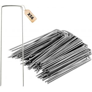 Eryi-56pcs Pour Sardines De Fixation, 15 Cm Piquets De Jardin, Piquet De Tente, Piquets De Fixation, Ancrages Au Sol En U Pour Bache Anti Mauvaise Herbe Tissu Anti-Mauvaises Herbes Jardin Camping - Neuf