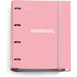 Classeur A4 &Agrave; 4 Anneaux + Recharge 100 Feuilles A4, Petits Carreaux 5 Mm, Papier 90 G/M&sup2;, Fermeture Caoutchouc, Fournitures Scolaires Et Bureau, Organiseurs, Emotions Rose - Neuf