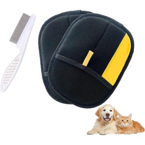 Jgd-Lot De 2 Gants D'&eacute;pilation D'animaux | Gants De Toilettage Pour Chat Et Chien | Gants De Toilettage R&eacute;utilisables Respectueux De L'environnement Pour Brosser, Nettoyer Et Coller En Douceur - Neuf