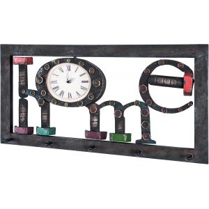 garderobe Murale Motif, Vintage, MDF, m&eacute;tal - Dim.: L 70 cm x H 35 cm x P 8 cm, Style: Industrial - Neuf