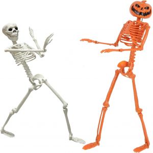 Cauc-Halloween Decoration Squelette 40 Cm D'halloween Deco Squelettes Mobiles Articul&eacute;s Squelette Anatomique Humains Pour Halloween Ext&eacute;rieur Int&eacute;rieur Maison Terrasse Jardin - Neuf