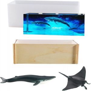 Grandes Moules En Resine Diy Rectangle Moulle Silicone Resine Epoxy Avec Mini Baleine Pour L'artisanat Et La D&eacute;coration D'int&eacute;rieur - Neuf