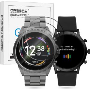 LORANKA-4 Pi&egrave;ce Compatible pour Protecteur D'&eacute;cran Fossil Gen 6 (2021)/Fossil Gen 5 Carlyle HR/Julianna HR Film de Protection en Verre tremp&eacute;[Anti-rayures] [Anti-traces]Haute R&eacute;solution - Transparent - Neuf