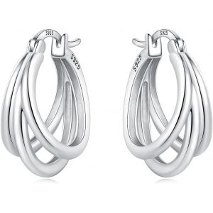 Boucles D'oreilles Créoles En Argent Sterling 925 Pour Femme,Hypoallergéniques,Style Huggie.[X508] - Neuf