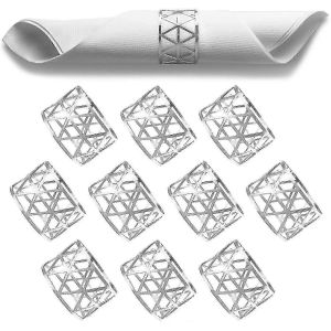 Ronds de serviette argent,10 pièces évider ronds de serviette en métal,ensemble de ronds de serviette universels,serviette de table Hol -Z - Neuf