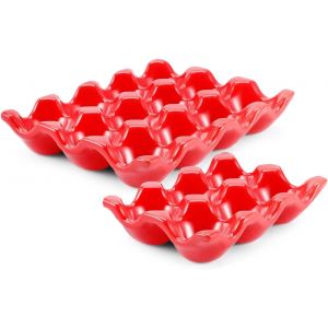 Support &Agrave; ?ufs En C&eacute;ramique Pour R&eacute;frig&eacute;rateur Pour 12 + 6 Tasses-Plateau &Agrave; ?ufs En Porcelaine Pour 18 ?ufs En Porcelaine-Support De Service D&eacute;coratif Pour R&eacute;frig&eacute;rateur,Comptoir. - Neuf