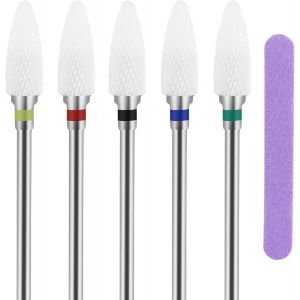 Nsiecd-5 Pi&egrave;ce Broderie Ponceuse Ongles Avec 2 Limes &Agrave; Ongles,Embout Ponceuse Ongles Professionnel,C&eacute;ramique Forets &Agrave; Ongles Set,Foret &Agrave; Ongles Outils,Pour Manucure P&eacute;dicure - Neuf
