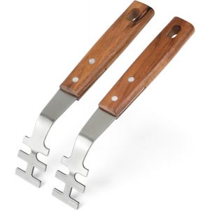 Ulteronixshop-2 Pi&egrave;ces de Leve &agrave; Grille de Barbecue en Acier Inoxydable - Poign&eacute;e en Bois - Ustensiles Universels pour BBQ - Accessoires de Barbecue pour D&eacute;placer la Grille en Fonte et INOX - Neuf