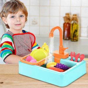 19 pièces Évier de cuisine Jouets avec eau courante Cadeaux éducatifs pour les garçons filles - Neuf