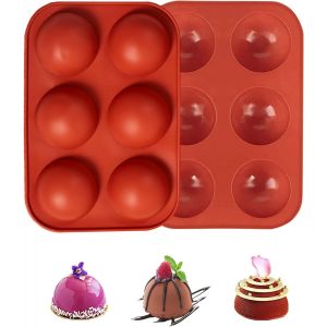 KAL-Moule En Silicone Demi-Sphère 6 Cavités Ø 5Cm Moules À Chocolat Semi-Sphérique Boule Moules De Cuisson Sphère Pour Les Boules De Chocolat Diy Mousse Dôme Gelée Boules De Glaçons Gâteaux 2Pièces - Neuf
