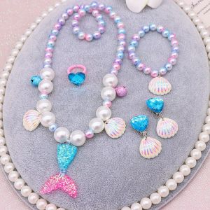 Bijoux De Sirène Pour Enfants, Y Compris Collier, Bracelet, Bagues, Boucles D'oreilles Pour Filles, Robe De Princesse Pour Décorations De Fête De Sirène, Cadeau D'anniversaire Pour Filles. - Neuf