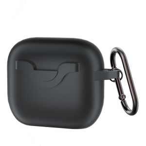 LORANKA-Compatible avec AirPods 3, Etui Casque Coque de Protection en Silicone R&eacute;sistante aux Chocs pour AirPods 3 G&eacute;n&eacute;ration, LED Avant Visible, avec Mousqueton, Noir - Neuf