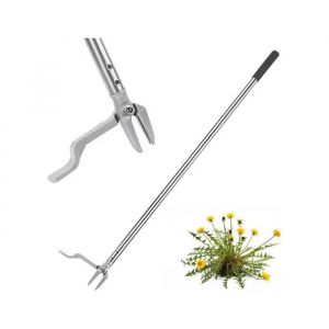 D&eacute;sherbeur Manuel Extracteur de Mauvaises Herbes 116 cm Sarcloir Acier &agrave; 3 Dents avec P&eacute;dale pour &Eacute;limination des Racines Effort - Neuf