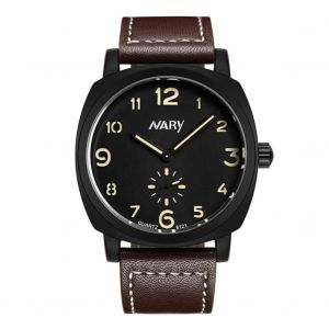 Nary Montre De Sport Lumineuse Étanche En Cuir De Quartz Pour Homme (Marron Et Jaune) - Neuf