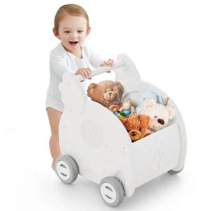COSTWAY Trotteur Chariot de Marche avec Roues et Poignée, Caddie pour Développement de la Motricité, pour Bébé 3+ Ans, Blanc - Neuf