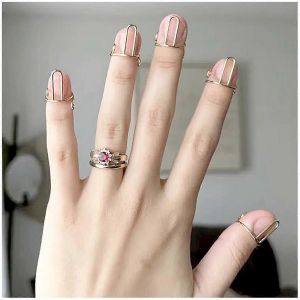 Anneaux D'ongles Minces Pour Les Femmes Couverture De Protection Quotidienne Du Bout Des Doigts Or - Neuf