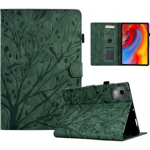 Kal-Coque Pour Lenovo Tab K11 Plus/M11 Plus 11.5 '' Étui En Cuir Pu [Arbre À Argent] Tablette Avec Poche Et Porte-Stylo, Multi-Angle Flip Portefeuille Protection Housse Avec Fonction Support - Vert - Neuf