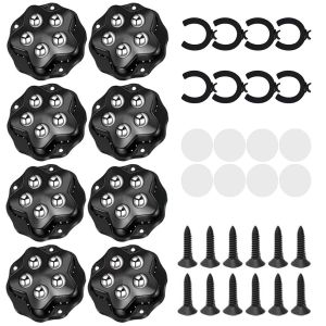 Lot De 8 Roulettes &Agrave; Billes Pour Charges Lourdes-Roulettes Plates &Agrave; 360&deg; Avec 5 Billes En Acier Et Frein-Capacit&eacute; De Charge : 200 Kg-Pour Le Transport De Meubles,Marchandises - Neuf
