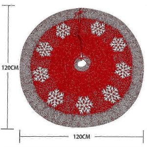 Jupe de sapin de No&euml;l rouge tricot&eacute;e avec flocons de neige - D&eacute;coration de No&euml;l - Neuf