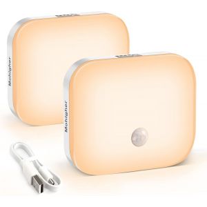 Veilleuse Avec D&eacute;tecteur De Mouvement, Rechargeable Par Usb, Blanc Chaud/Blanc Froid Et Luminosit&eacute; R&eacute;glable, Mode Automatique/Marche - Veilleuse Autocollante - Batterie Pour Chambre D'enfant, - Neuf