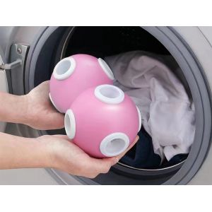 Boule de lavage r&eacute;utilisable pour &eacute;liminer les poils d'animaux et les peluches - Rose - Neuf