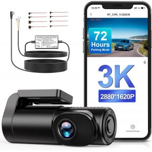 3K WiFi Front Dash Cam with 3 Wire Wiring Kit for 72 Hours Parking Monitoring 0.96"" Screen Driving Recorder APP Control HDR 2.0 - Neuf