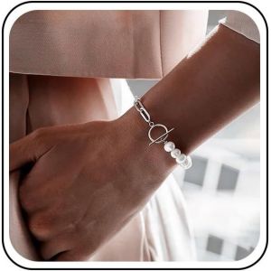 Bracelet En Perles Bracelet &Agrave; Bascule En Perles D'or Cha&icirc;ne De Trombones Bracelet &Agrave; Fermoir Cha&icirc;ne De Perles Baroque Bracelet De Perles Vintage Cha&icirc;ne De Perles Bracelet De Perles Blanches - Neuf