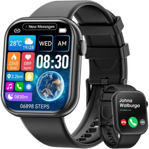 Kal-Montre Connectée Pour Homme Femme, Écran De 1,85"" Avec Appel Bluetooth Et Réponse Mains Libres, Montre Intelligente Avec Podomètre, Moniteur De Fréquence Cardiaque, Montre De Fitness Pour An - Neuf