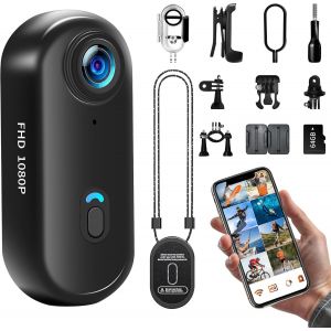 MEVRONISSHOP-Cam&eacute;ra Sport WiFi, 64GB Mini Cam&eacute;ra d'action 1080P HD, 120&deg; Cam&eacute;ra Vlog Camera Sportive IP68 &Eacute;tanche &agrave; 30M Cam&eacute;scope Vid&eacute;o V&eacute;lo, Camera Casque pour V&eacute;lo, Ski, Plong&eacute;e, Animaux - Neuf