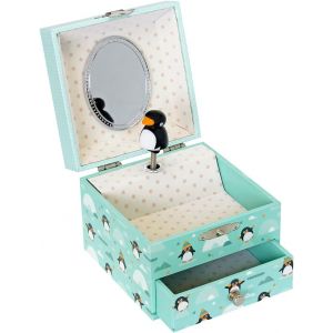 Eryi-- Pingouin - Boîte À Trésors & Bijoux Musicale - Idéal Cadeau Enfant - Phosphorescent - Brille Dans La Nuit - Musique Petite Musique De Nuit De Mozart - Colori Vert - Neuf