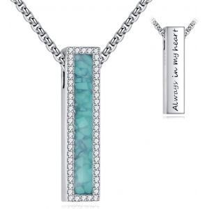 Cmjaagur-Collier Urne Turquo Pour Cendres - En Argent Sterling 925 - Avec Tige 3d - Bijou De Crémation Pour Homme Et Femme, Taille Unique, Argent Sterling, Pas De Gemme[M969] - Neuf