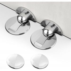 4PCS Magnétique Bouchon de Porte 2 en Métal Magnétique de Porte des Bouchons pour Étage avec 3M Auto-Adhésif Cure Vis + 2 Transparente Silicone Bouchon de Porte - Neuf
