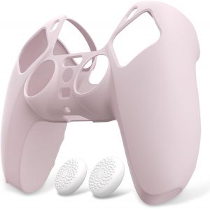 Coque Pour Ps5 Manette Housse Protection Avec Capuchon Pour Ps5 Grips Joystick Cover Skin Silicone,Pure S&eacute;rie-Rose - Neuf