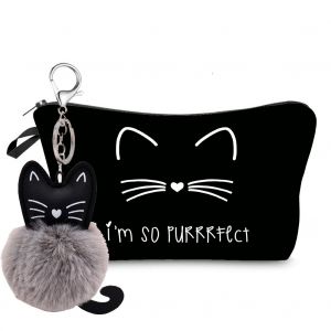 Trousse De Toilette De Voyage Smiley Cat Avec Ornement Suspendu-Générique - Neuf
