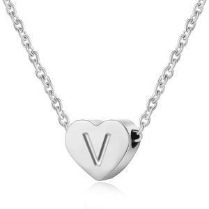 Kal-Collier Femme Coeur Argent Avec Lettre Pendentif Collier Prénom Initiale Femme Et Fille Anniversaire Cadeau Exquis Et Mignon - Neuf