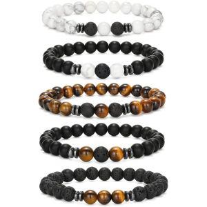 Eryi-Pierre Naturelle Bracelet Turquoise, Oeil De Tigre, Lave - Kit Elastique Pour Hommes Et Femmes - Neuf