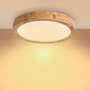 Ulteronixshop-Plafonnier Led En Bois, 30cm Rond Plafonnier Led Salon 20w 3000k Blanc Chaud Plafonnier En Ch&ecirc;ne Rond Lampe En Bois Pour Chambre/Bureau/Cuisine/Chambre D'enfant/Couloir/Balcon - Neuf